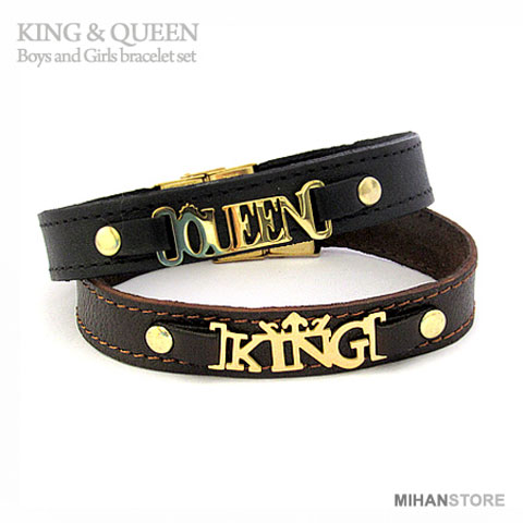 خرید دستبند چرم کینگ و کویین King And Queen