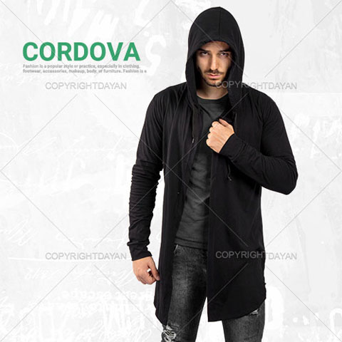 خرید هودی بلند مردانه Cordova رنگ مشکی