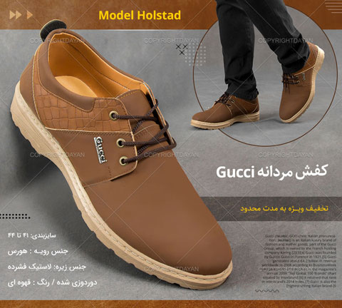 خرید کفش مردانه گوچی Gucci مدل Holstad قهوه ای
